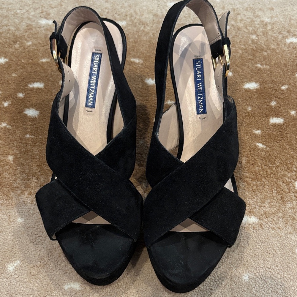 Stuart Weitzman Black Suede Heels 8.5